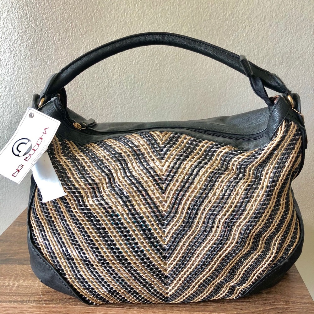 BIG BUDDHA HOBO BAG BLACK & GOLD NEW WITH TAGS